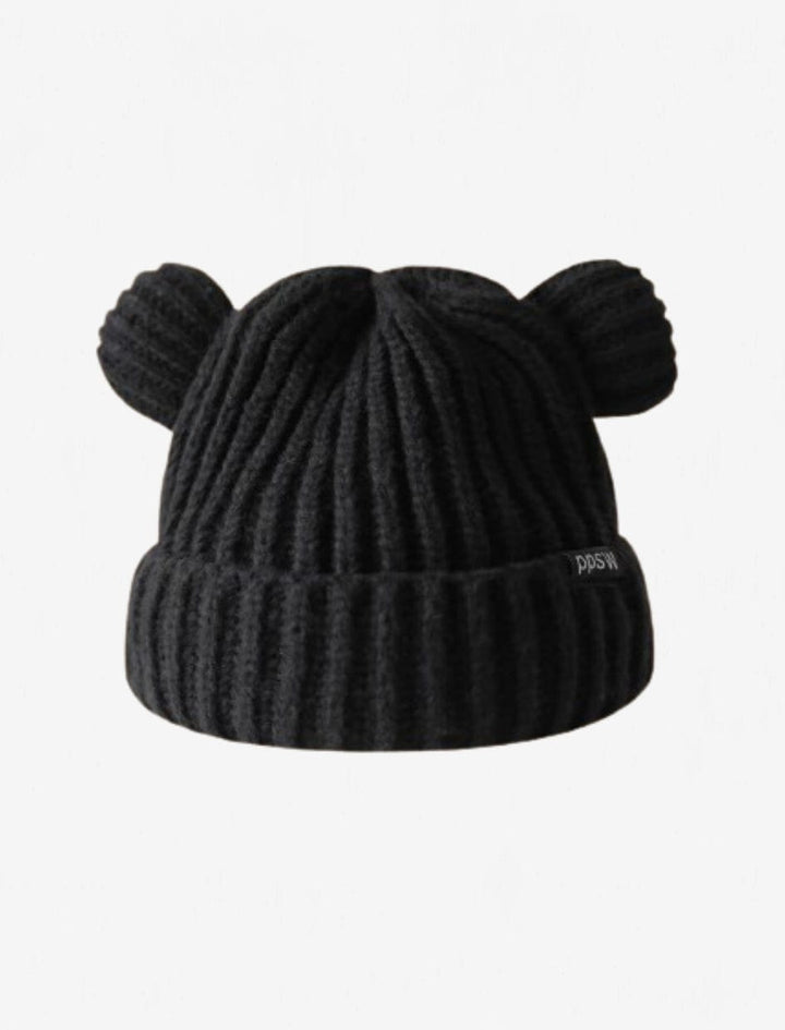 Bonnet fille avec oreilles d'ours / 54-58cm / Noir / Femme