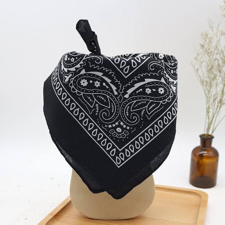 foulard carré bandana noir / 54x54cm / Unisexe