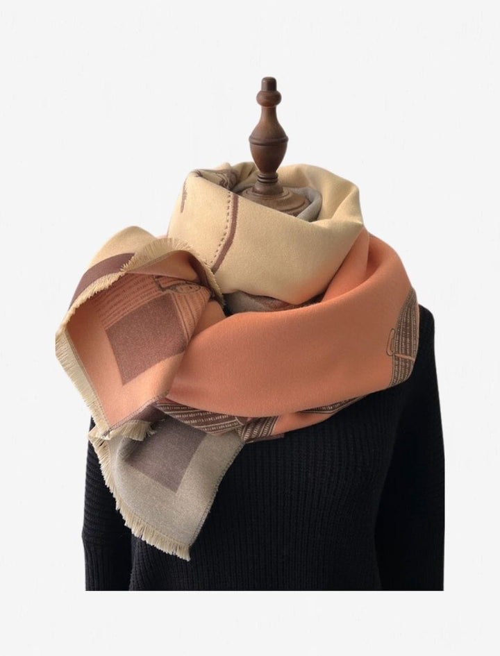 Châle Écharpe  I Patchwork / Rose gris et beige / 180x65cm / Femme