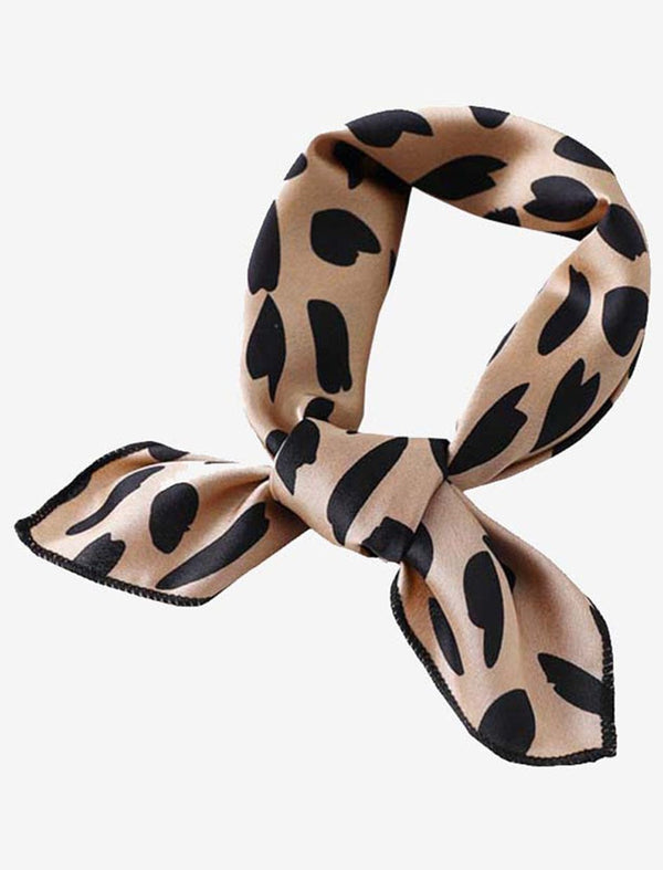 Foulard Carré Beige I Amor / Coeurs noir sur fond beige / 50x50cm / Unisexe