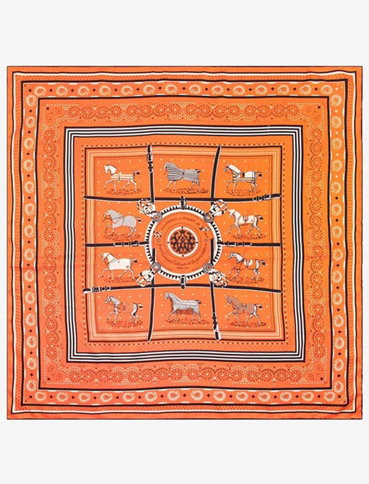 Carré de soie I  Etalons / Orange / 90x90cm