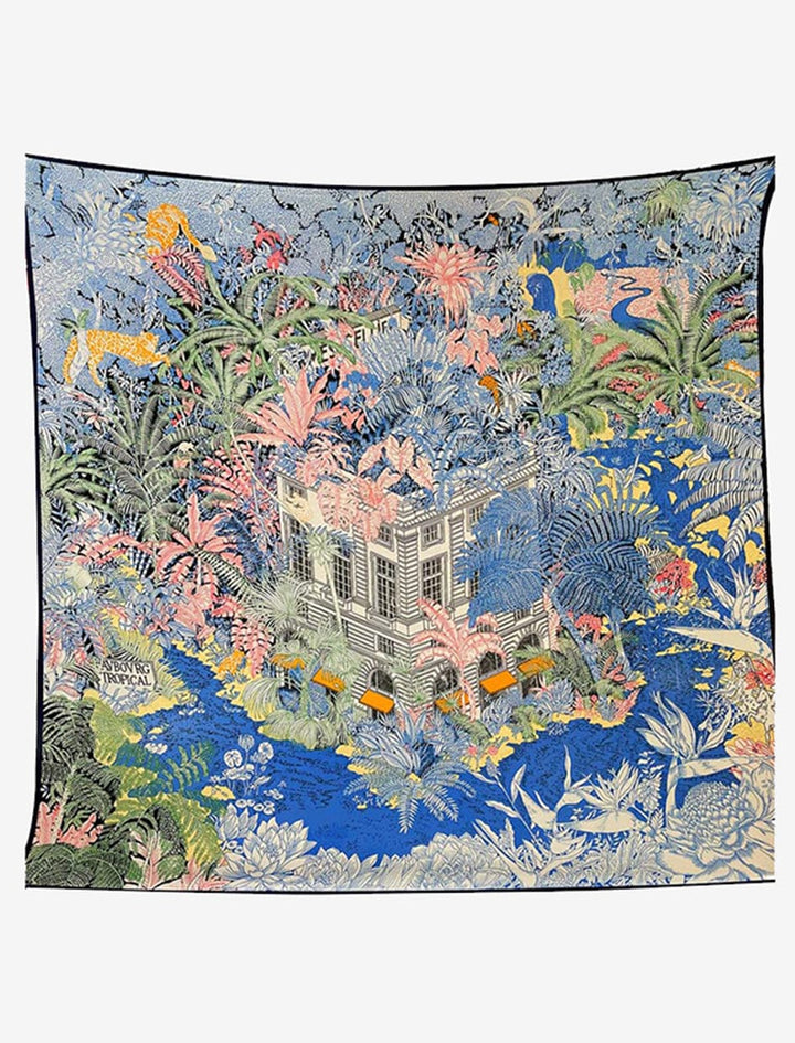 Foulard soie carré luxe I  Palace / Bleu / 135x135cm / Femme