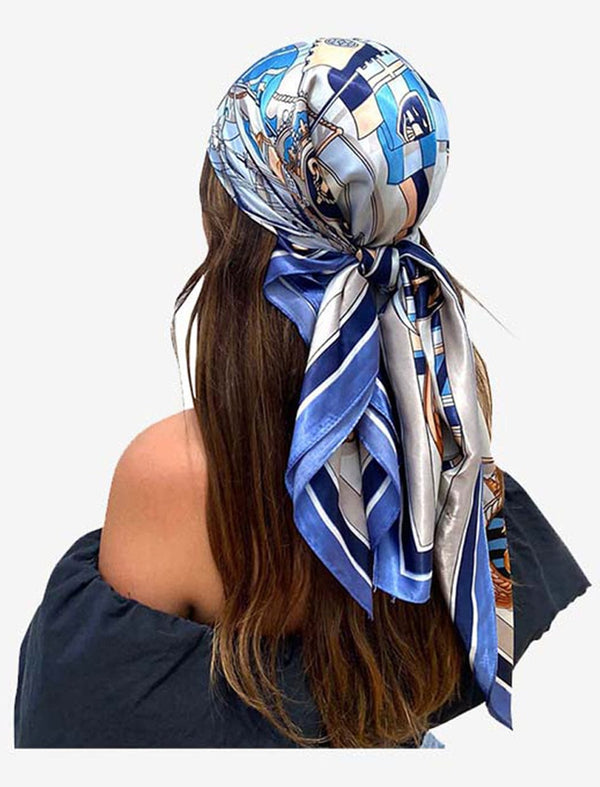 Foulard Tête carré I Audace / Bleu-blanc / 90X90CM / Femme