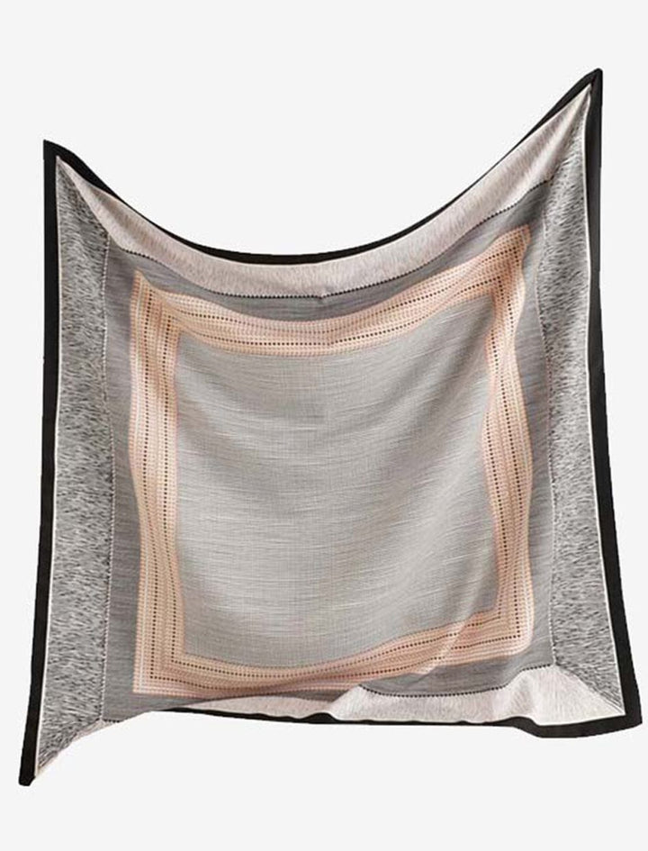  Foulard Tête I Grey / Gris avec liseré noir / 90x90cm / Femme