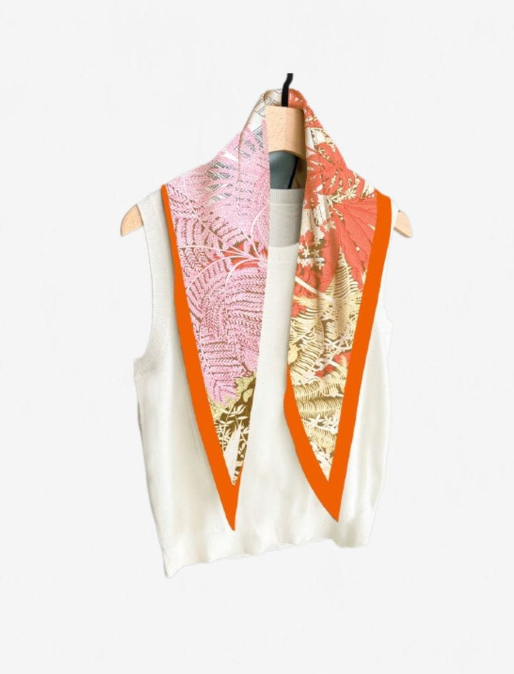 Foulard Losange Tour de Cou Femme I Floral / Orange / 122cmX45cm / Femme