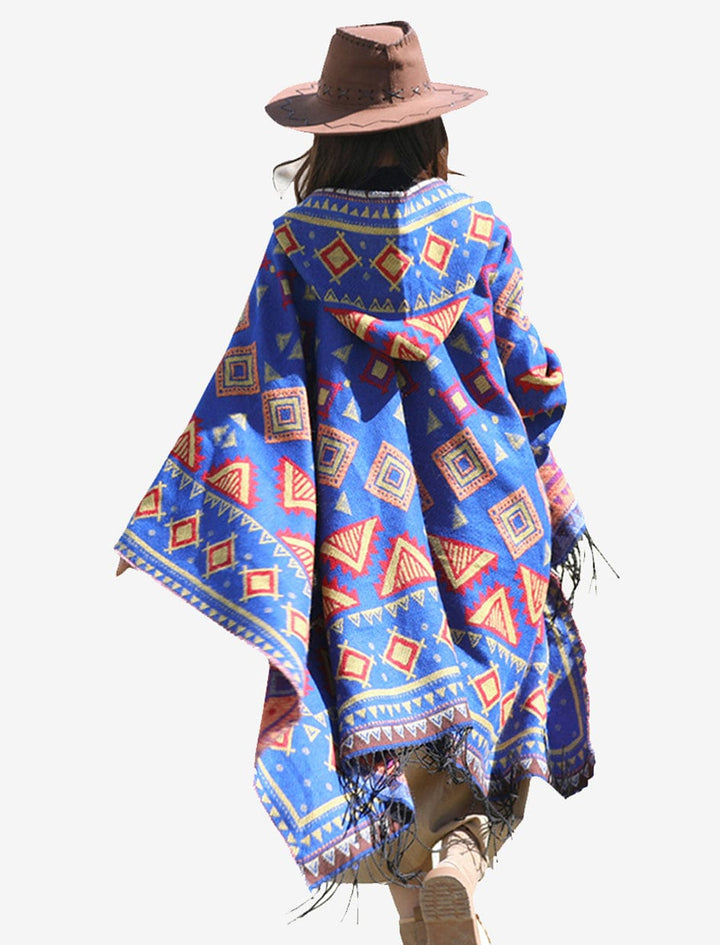 Poncho Femme I  Bohème / Bleu / 130x150cm