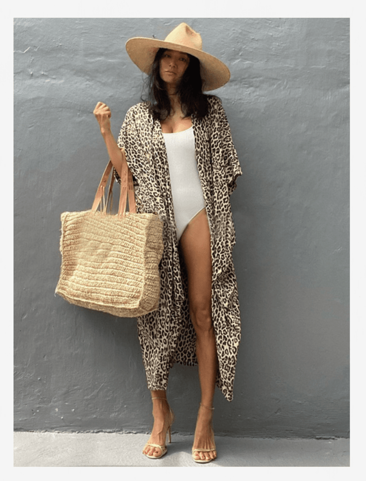 Robe Kimono / Léopard Beige / TU / Femme