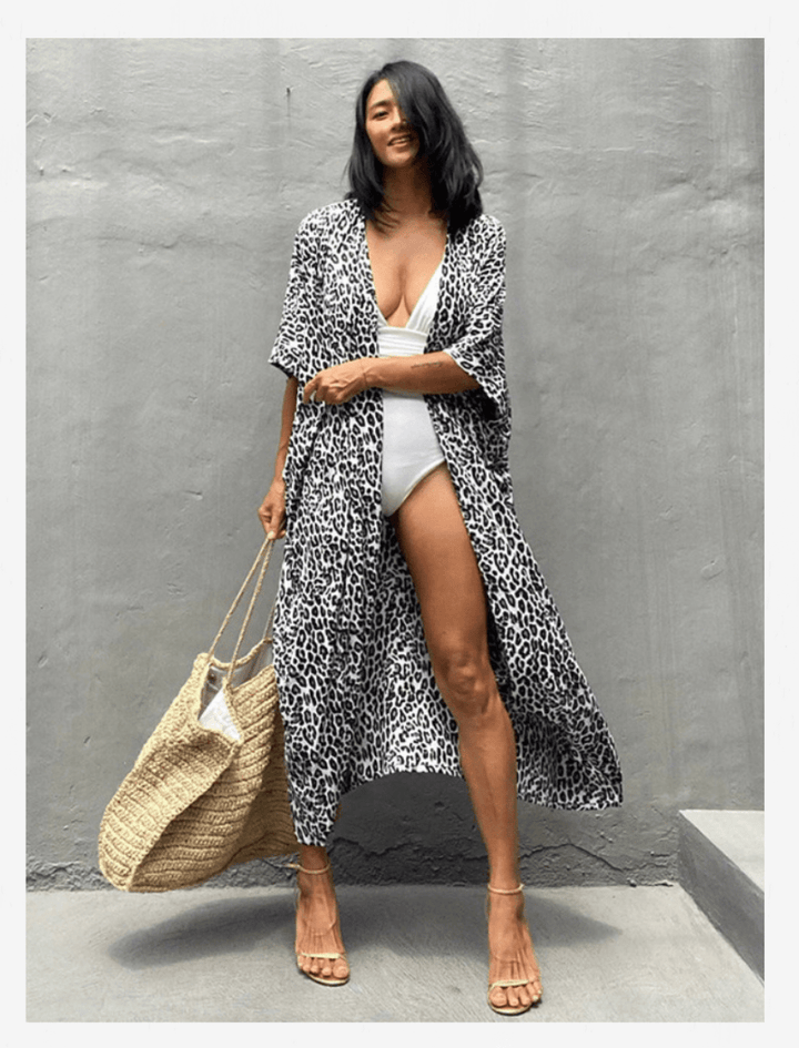 Robe Kimono / Léopard gris foncé / TU / Femme