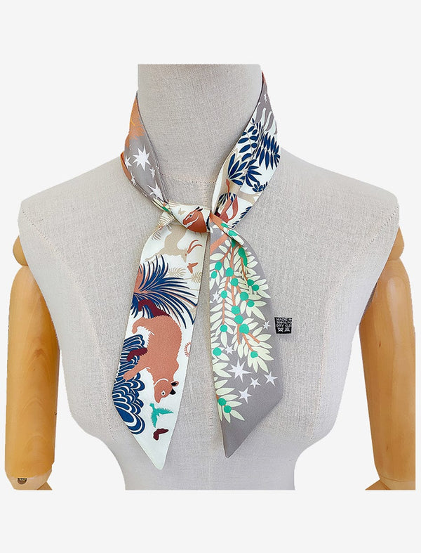 Twilly Foulard I Animals Beige / 90cmX5cm