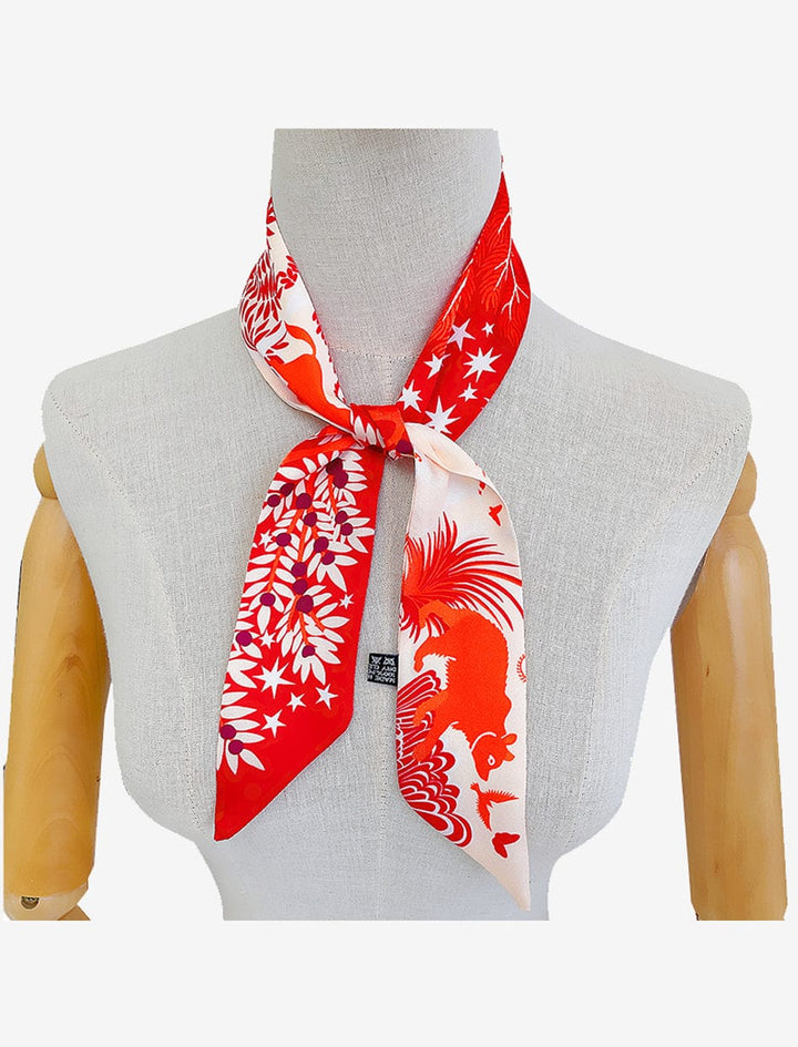 Twilly Foulard I Animals Rouge / 90cmX5cm